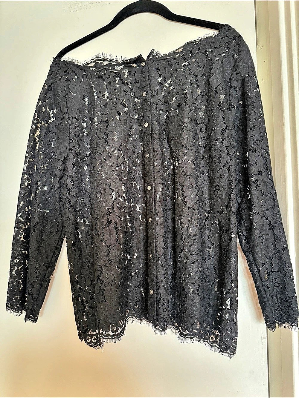 Joie Black Floral Lace Long Sleeve Blouse Size Large
